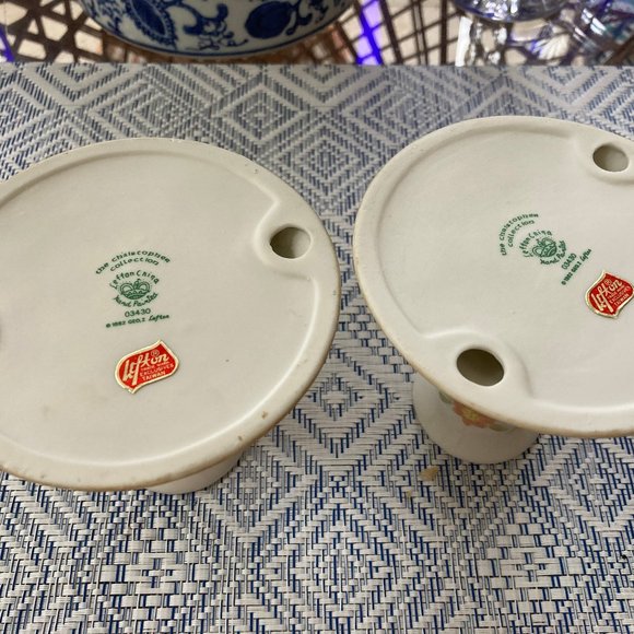 LEFTON CANDLE HOLDERS  NATIVITY SCENE PAIR EXCELLENT 1982 Christopher Collection - Picture 3 of 6